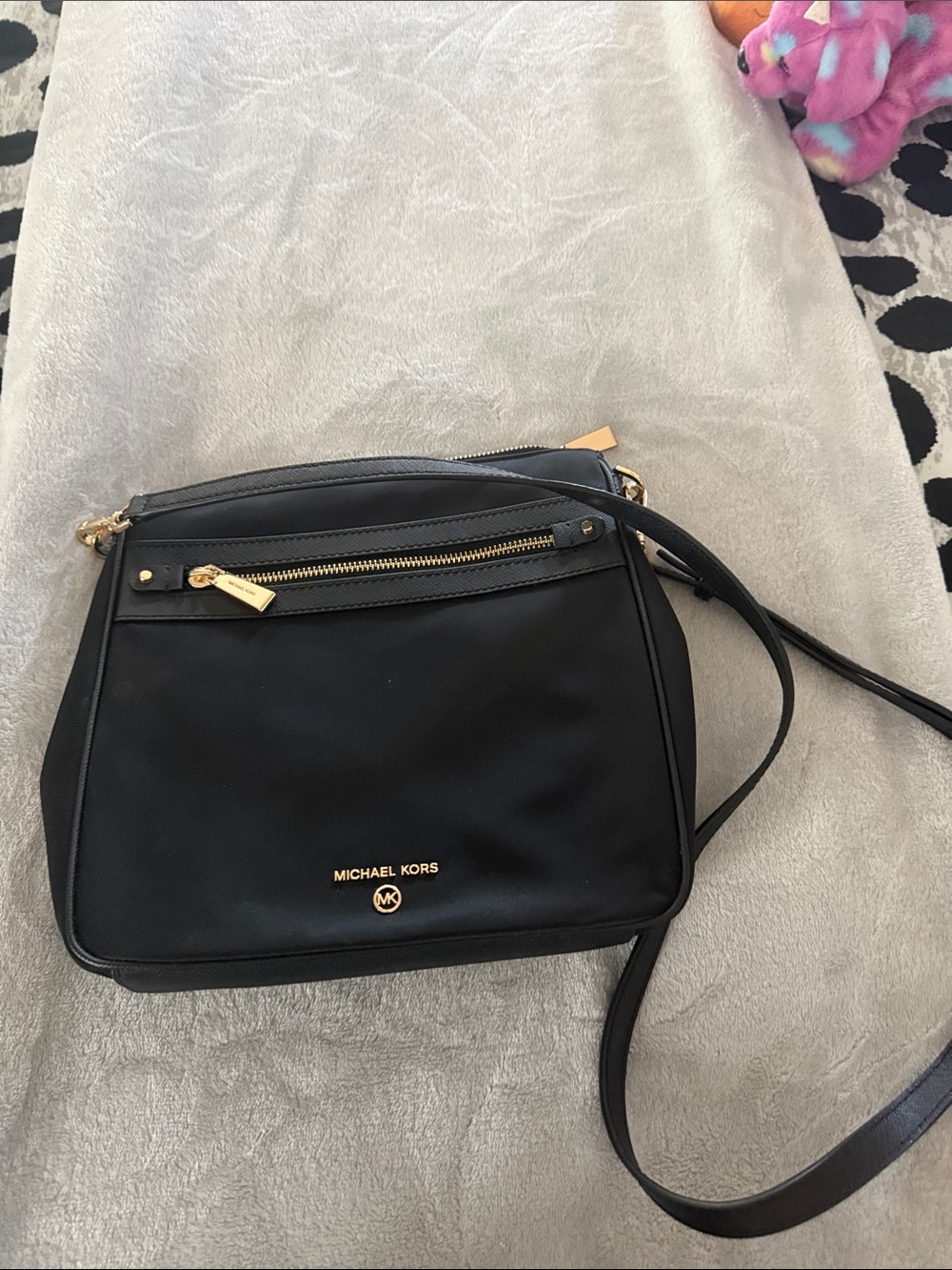 Michael Kors Black Crossbody Bag with Gold Hardware
